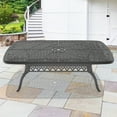 thumbnail image 2 of Hzzkey 72.44" L x 35.43" W Cast Aluminum Outdoor Dining Table with 1.88" Umbrella Hole Black, 2 of 8