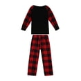 thumbnail image 6 of Qiylii Christmas Family Matching Pajamas Sleepsuit Set, Letter Tops+Plaid Pants, 6 of 9