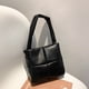 thumbnail image 3 of Bolso Con Asa Superior Bolso a cuadros acolchado de algodón PU para mujer Bolso con asa superior de color sólido (negro), 3 of 5