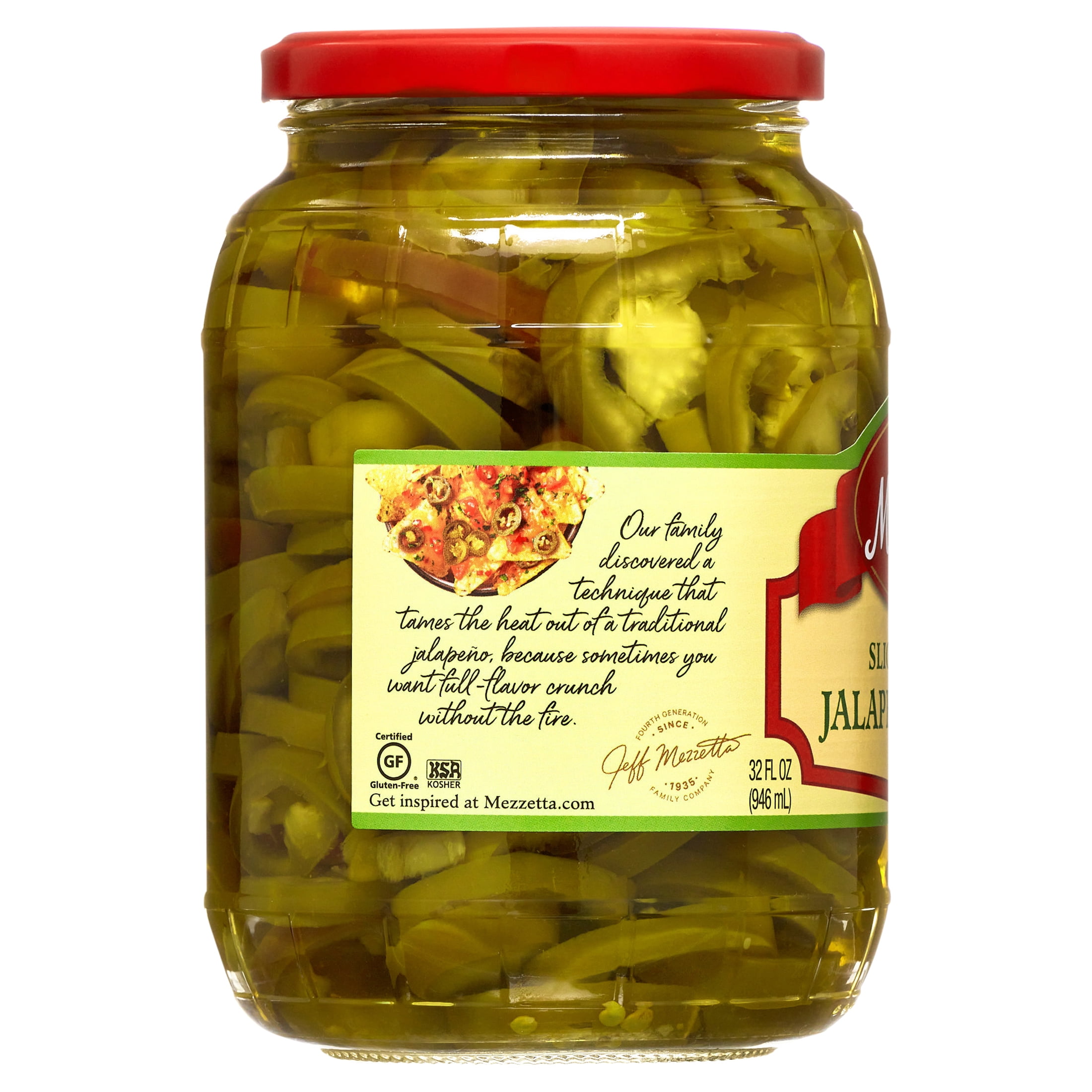 (2 pack) Mezzetta Sliced Tamed™ Jalapeño Peppers, 32 fl oz Jar