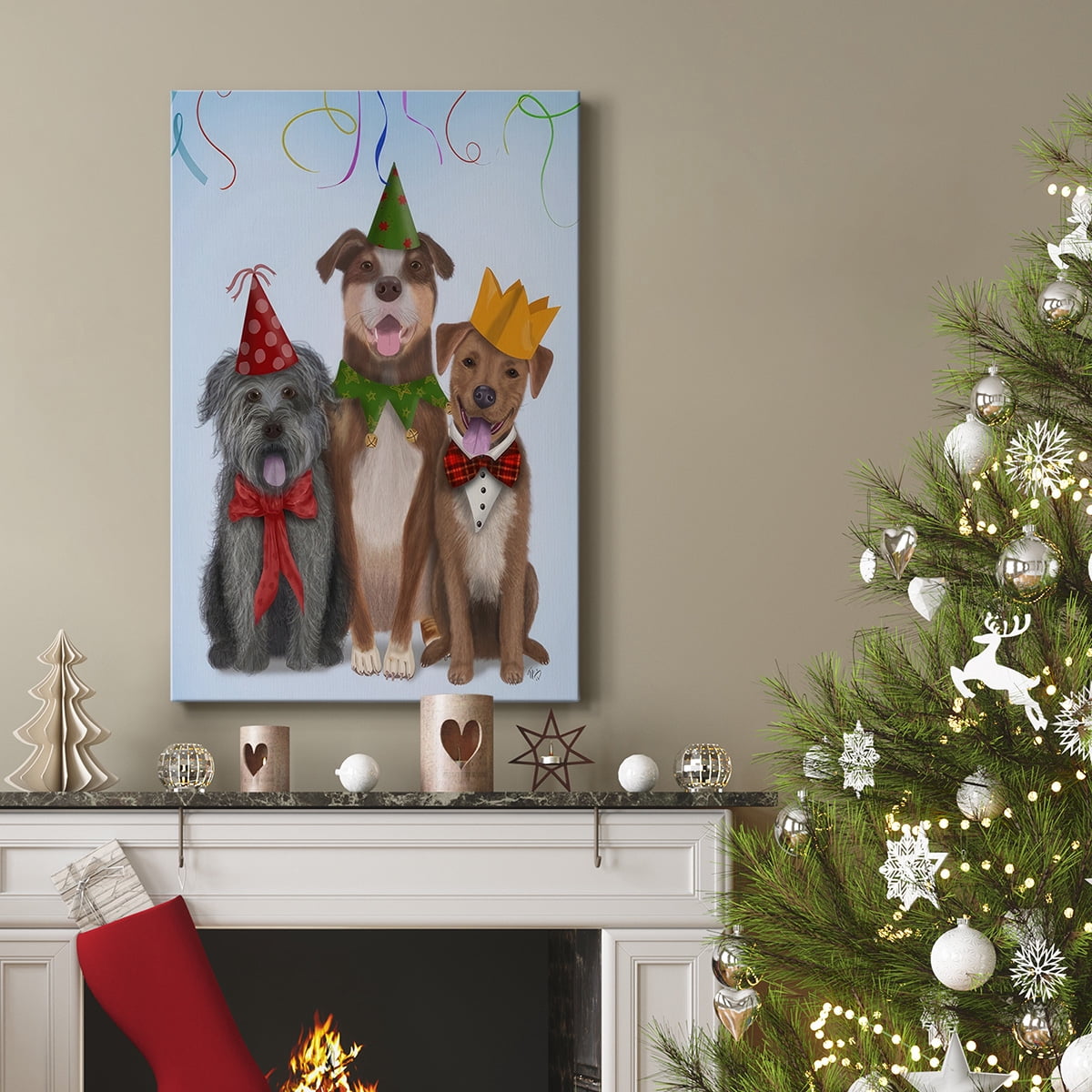 Christmas Party Mutts- Gallery Wrapped Canvas