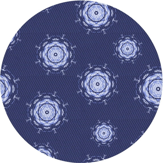Ahgly Company Machine Washable Indoor Round Transitional Lapis Blue Area Rugs, 5' Round