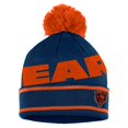 thumbnail image 2 of Women's WEAR by Erin Andrews  Navy Chicago Bears Double Jacquard Cuffed Knit Hat with Pom and Gloves Set, 2 of 3