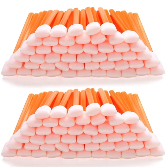 AAwipes Foam Swab Sticks (100 pcs Large Rectangular Foam Tips, 5.25", Orange) Cleanroom Cleaning Swa