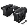 thumbnail image 3 of Pair Motorcycle Saddebags PU Leather Throw Over Saddle bags Side Luggage Tool Bag Universal, Black, 3 of 9