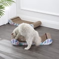 thumbnail image 6 of THE LICKER STORE Rini 23.75" Modern Cardboard Lounge Bed Cat Scratcher with Built-In Bell Toys and Catnip, White/Multi (Set of 2), CSR1003A-SET2, 6 of 7