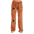 thumbnail image 2 of Halloween Pajama Pants for Women, Cute Funny Pumpkin Print Pajamas, Casual Elastic Waist Palazzo Pants Fall Pajamas, 2 of 5