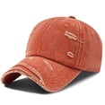 thumbnail image 2 of LNZGNM Classic Vintage Distressed Baseball Cap Perforated Washed Cotton Dad Hat Adjustable Fit Low Profile Headwear,Orange, 2 of 6