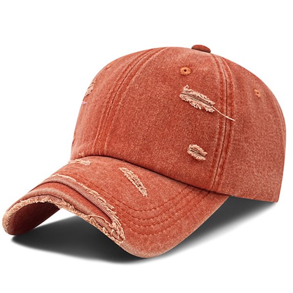 Lumtrix Unisex Trendy Distressed Baseball Caps Soft Adjustable Vintage Dad Hats Plain Hats Orange One Size