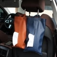 thumbnail image 4 of Faux Leather Tissue Holder Hanging Napkin Box Wear Resistant Waterproof Large Capacity Car Back Seat Headrest Paper Tissue Container, 4 of 8