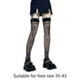 thumbnail image 5 of XISAOK Women Sexy Fishnet Thigh High Stockings Heart Lollipop Lace Lolita Stockings, 5 of 10