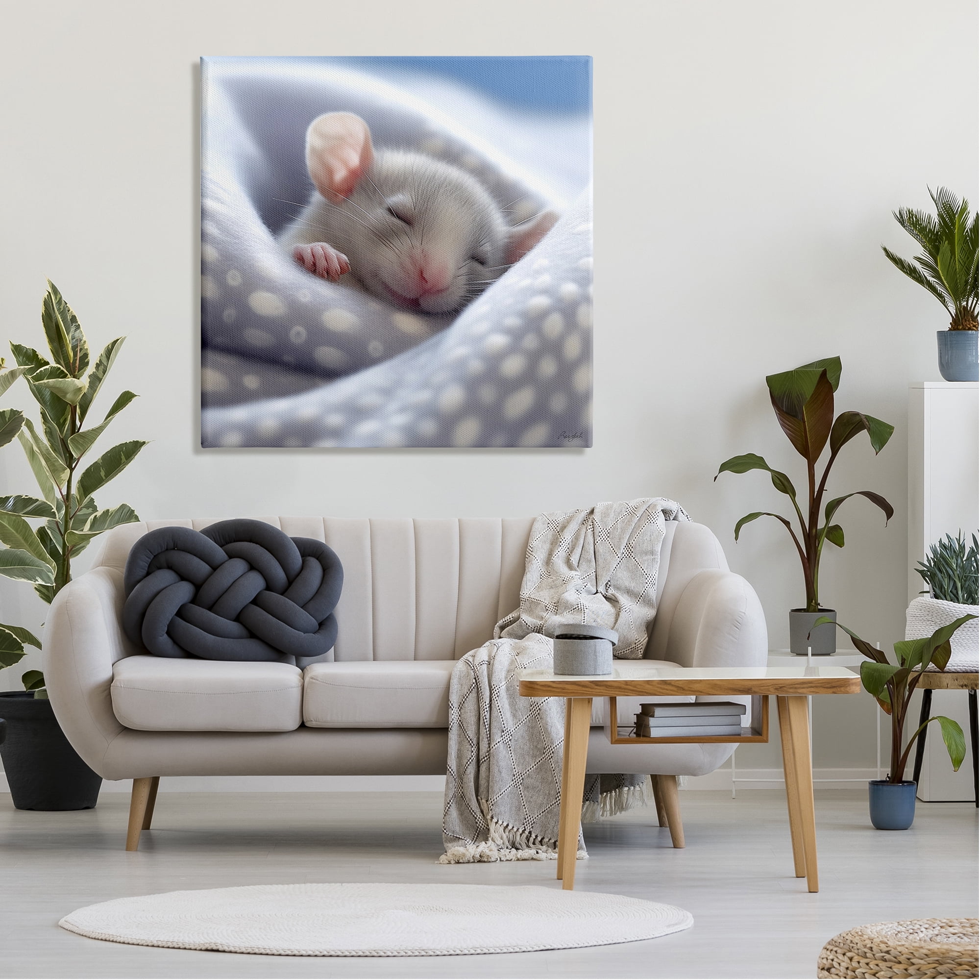 Stupell Industries Soft Sleeping Mouse Animals & Insects Painting Gallery Wrapped Canvas Art Print Wall Art, 36 x 36