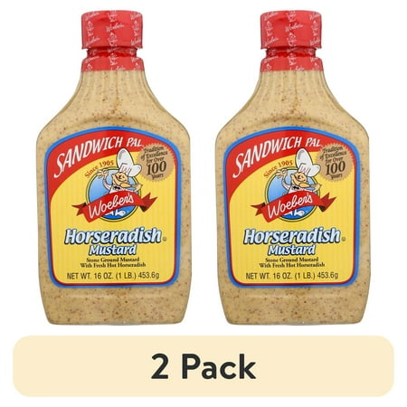 (2 pack) Woeber s Sandwich Pal Mustard Horseradish 16 oz Squeeze Bottle