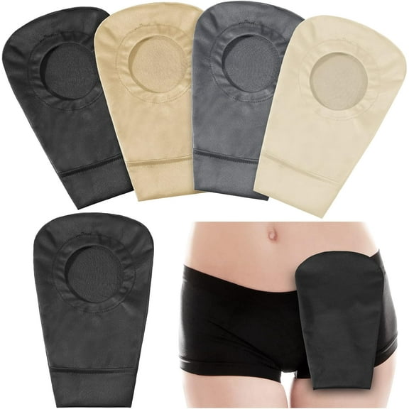 4 Pieces Ostomy Bag Cover Colostomy Bag Covers Odor Control Stretchy Pouch Washable Pouch Liner for Women Men Lightweight Care Protector Supplies, 4 Colors