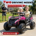 thumbnail image 4 of TOKTOO 24 Volt Ride on Toy for Big Kids, 24V Ride Ons with 4 Power EVA Wheels, 24V 2 Seater Battery Powered Ride on UTV Car, 4WD, 800W, 5.1 Mph, Kid Electric Car with Remote Control, Aged 3-8Y, Pink, 4 of 8
