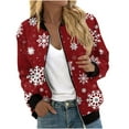 thumbnail image 2 of ClodeEU Women's Christmas Print Jacket,Zip Up Long Sleeve Jacket With Pockets,Trendy Christmas Outwear Red,Womens Plus S, 2 of 5