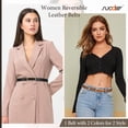 thumbnail image 3 of Women Reversible Leather Belts for Jeans Pants Dresses Ladies Fashion Belts with Gold Buckle, 0.9" Width, 3 of 9