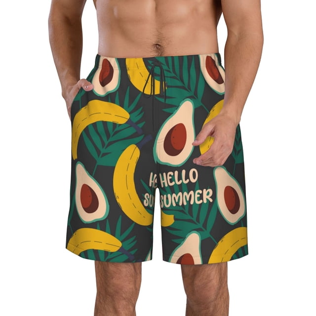 Fotbe Banana And Avocado Trajes de Baño Estampados para Hombre, Shorts de Verano de Secado Rápido, Ropa de Playa, Bañadores-XX-Large