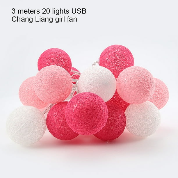 Lámpara de cadena colgante de luz de cadena de decoración de algodón de bola de luz para fiesta, boda, USB, iluminación, rosa Vogacara HA006257-12