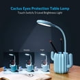 thumbnail image 5 of Lámpara de mesa de cactus portalápices creativo luz nocturna brillo ajustable táctil LED lámpara de mesa de lectura con portalápices decoración de escritorio uso para niños-azul, 5 of 5