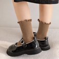 thumbnail image 4 of Huiway 3 Pairs Toddler Girls Ruffle Socks Kids Cute Frilly Solid Color Long Socks Soft Knit Mid Tube Socks, 4 of 9