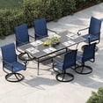 thumbnail image 4 of 6-Pack Swivel Rocking Patio Chairs – High Back, Navy Blue Textilene – Weather-Resistant Outdoor Seating – Black Powder-Coated Metal Frame – Space-Saving for Lawn, Porch, Backyard – Navy Blue & Black, 4 of 8