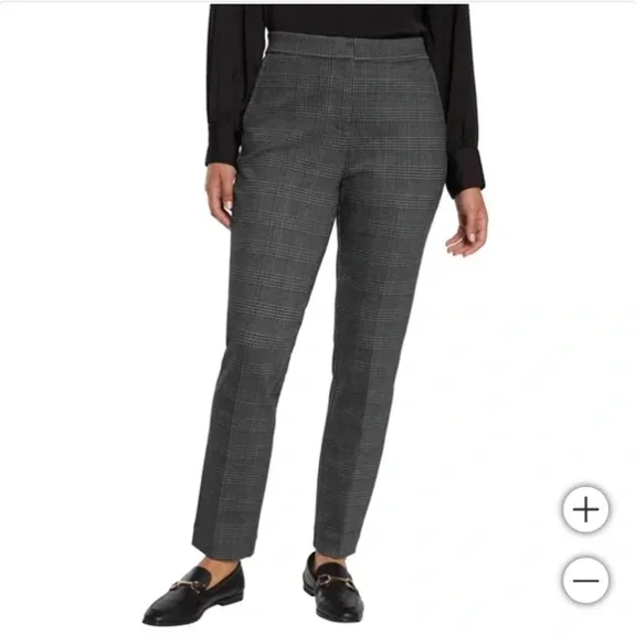 Banana Republic Womens Ponte Pant Multi Charcoal Plaid 12