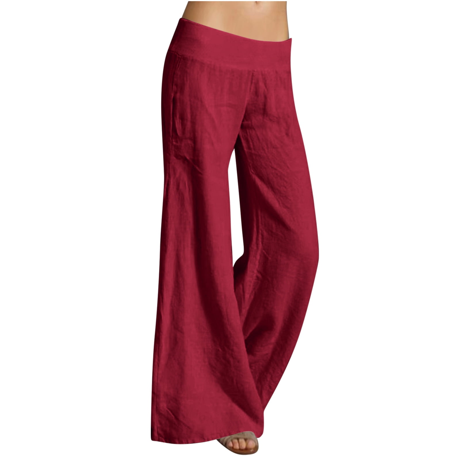 ShomPort Wide Leg Pants for Women Summer 2023 Low Rise Cotton Linen