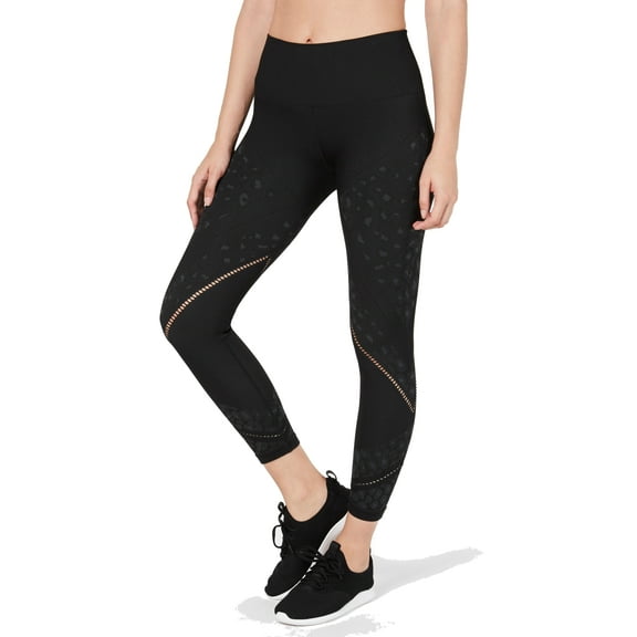 Ideology Women's Tonal-Print Seamless Leggings, Noir, Small