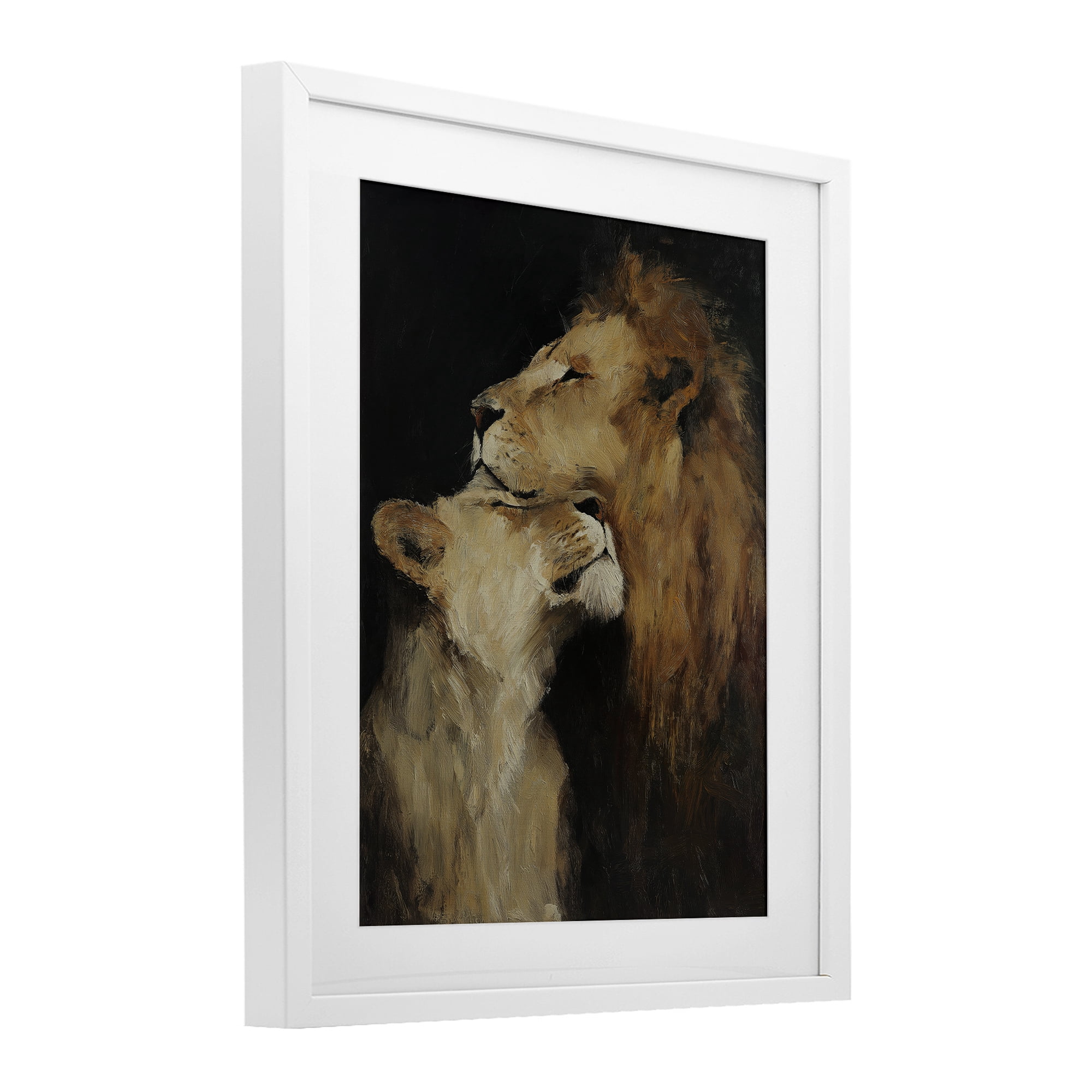 Stupell Industries Regal Pair of Lions White Framed Print Under Glass, design by Svetlana Aleynikova