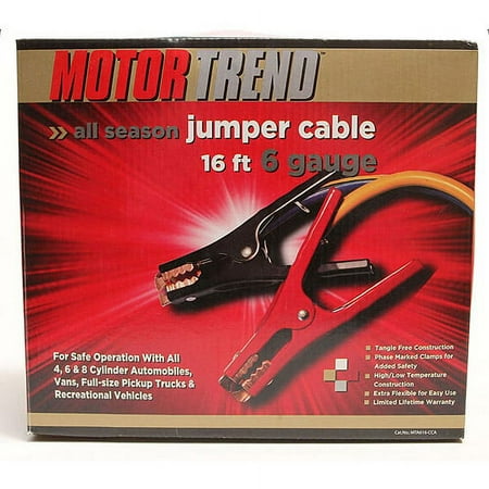 Motor Trend 16' Jumper Cables With Clamp