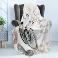 thumbnail image 4 of Spring Soft Flannel Fleece Blanket, Vintage Bike Covered by Soft Tone Blooms Leaves in the Park Butterflies Flying Theme, Cozy Plush for Indoor and Outdoor Use, 60" x 80", Multicolor, by Ambesonne, 4 of 5