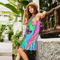 thumbnail image 2 of Logiee Psychedelic Cartoon Frog Print Summer Dresses for Women,Beach Sleeveless Flowy Pocket Tshirt Tank Sundresses,Women's Sleeveless Dress, 2 of 7