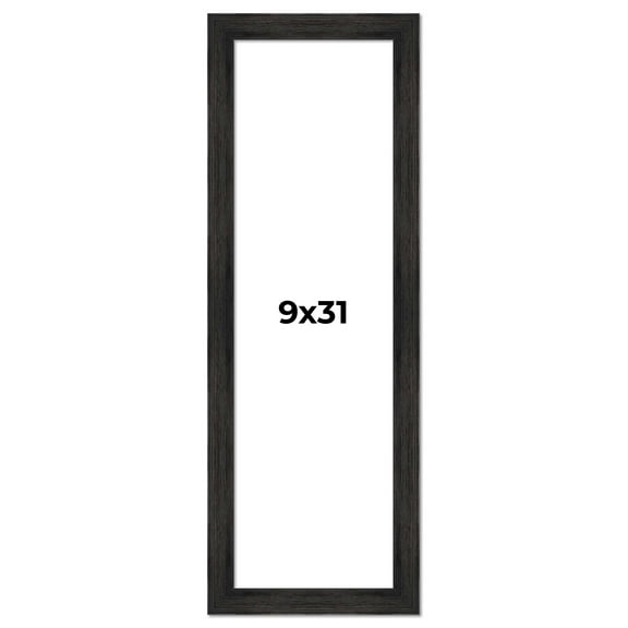 9x31 Frame Black Rustic Barnwood Solid Wood Picture Frame | 1.5 Inch Moulding Width | Includes UV