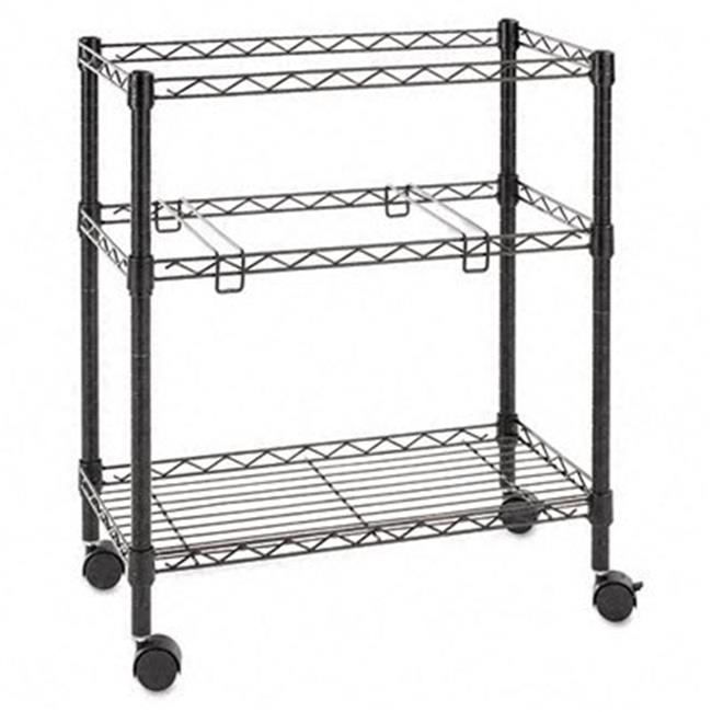 TwoTier Rolling File Cart 26w x14d x 30h Black