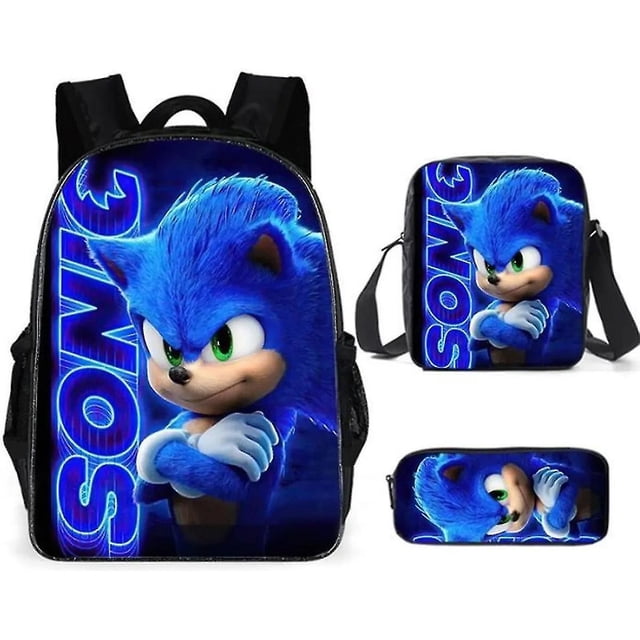 Sonic Primary School School Bag Three-piece Set Anime Cartoon Backpack Shoulder Bag Pencil Case High Quality Ultra-high Quality Advanced Customization