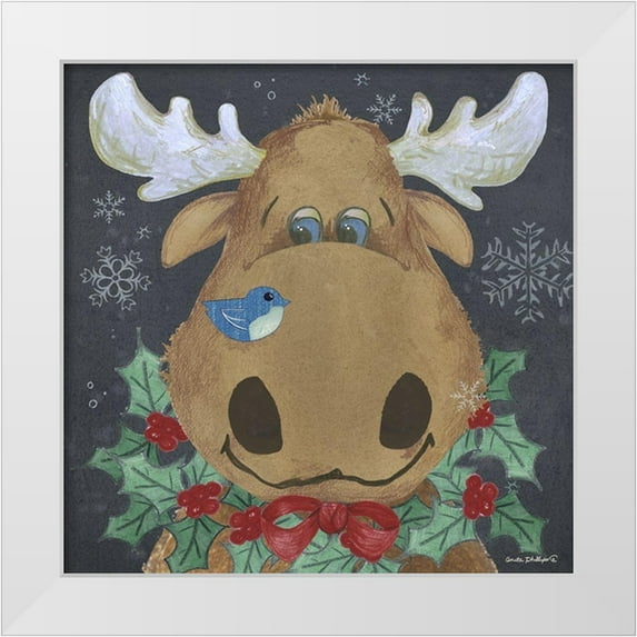 Phillips, Anita 12x12 White Modern Wood Framed Museum Art Print Titled - Christmas Moose