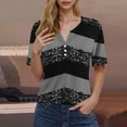 thumbnail image 5 of Blusas de Manga Corta para las Mujeres Impresas 3/4 Manga Cuello Redondo Blusa Casual, Ligero Diario Superior, 5 of 5