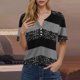 thumbnail image 2 of Blusas de Manga Corta para las Mujeres Impresas 3/4 Manga Cuello Redondo Blusa Casual, Ligero Diario Superior, 2 of 5