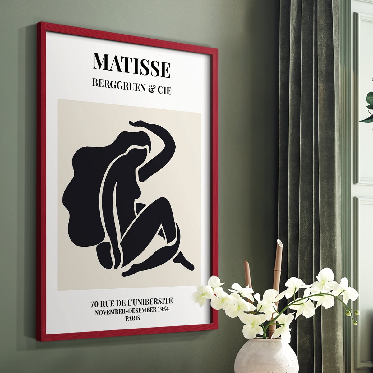 Matisse CXLIV Framed Print in Red Solid Wood 8 x 10 Framed Print