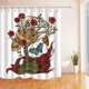 thumbnail image 1 of Calavera de Azúcar ABPHQTO con Decoración de Serpiente Mariposa y Rosa para Cortina de Baño 160x180 cm, 1 of 1