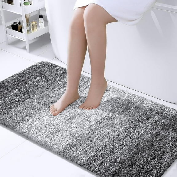 Luxury Bathroom Rug Mat 24x47, Extra Soft and Absorbent Microfiber Bath Rugs, Non-Slip Plush Shaggy Bath Carpet, Machine Wash Dry, Bath Mats for Bathroom Floor, Tub and Shower, Gray