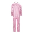 thumbnail image 4 of Silk Stain Family Christmas Pajamas Matching Sets Button Down Long Sleeve Shirts and Pants Silky Stain Xmas Pjs for Family Pictures Pink, 4 of 6
