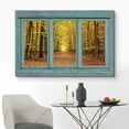 thumbnail image 2 of wall26 Vintage Teal Window Looking Out Into an Orange Forest During The Fall - Canvas Art Home Art - 16"x24", 2 of 5