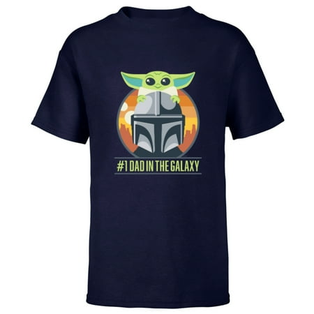 Star Wars The Mandalorian and Grogu #1 Dad in the Galaxy - Short Sleeve T-Shirt for Kids - Customized-Navy