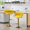 thumbnail image 3 of Villeston 360°Swivel Bar Stools Velvet Upholstered Adjustable Bar Chairs Set of 2 with Back & Footrest for Home and Kitchen,Mustard Yellow, 3 of 9