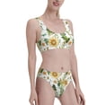 thumbnail image 2 of Daiia Watercolor Bright Sunflowers printed 2 piece Swimsuit Bikinis for Women High Waisted Racerback Bathing Suits Summer Tummy Control Scoop Neck Swimwear-Medium, 2 of 8