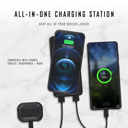 TZUMI POCKET JUICE WIRELESS PLUS – 3-IN-1 PORTABLE POWER PACK WITH HIGH-SPEED WIRELESS CHARGING