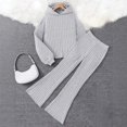 thumbnail image 6 of TIREOW Girls Ribbed Knit Outfits Long Sleeve Hooded Sweatshirt Top and Matching Flare Pants Casual Loungewear 2 Piece Set, 6 of 7