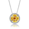 thumbnail image 1 of Collar con colgante de halo de Citrino de 1,25 quilates JeenMata chapado en oro blanco para adultos y mujeres, 1 of 5
